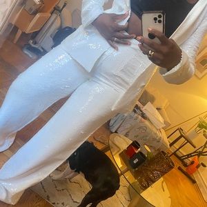 The Brand Label white Sequin pant suit